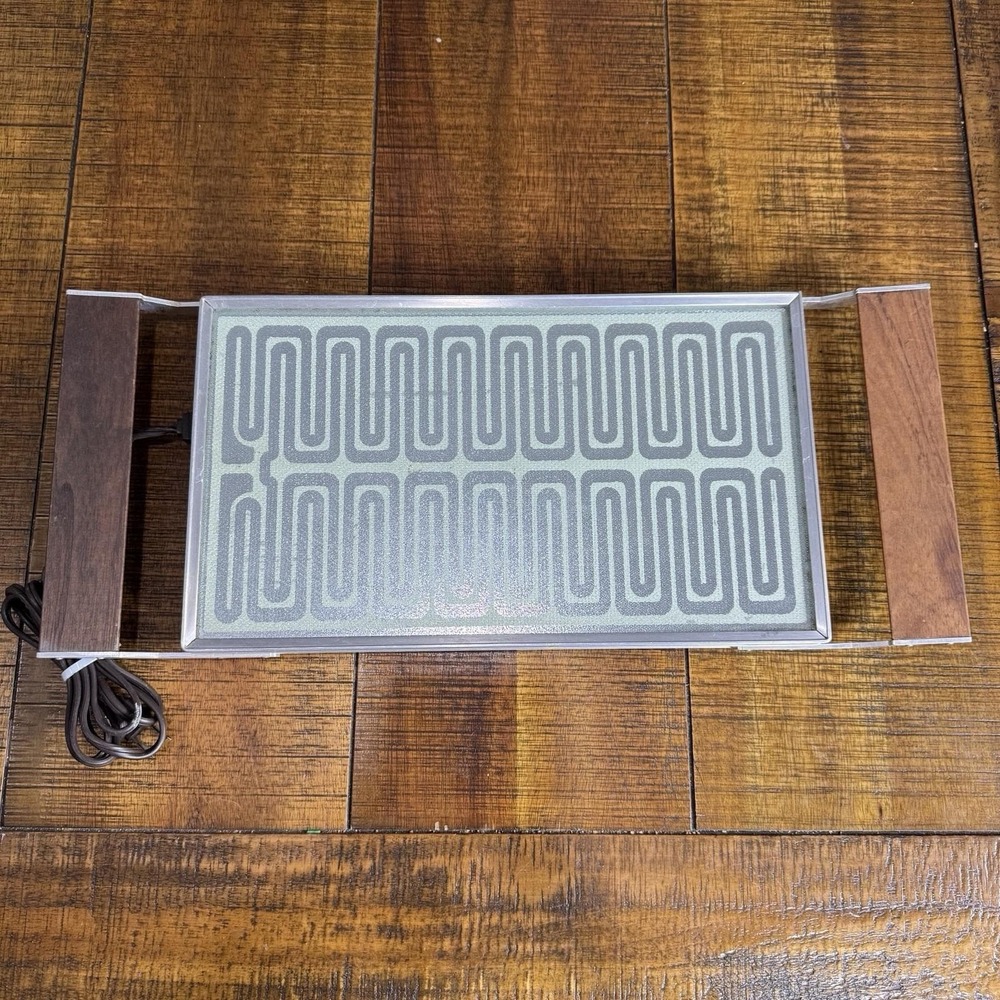 Vintage Sears MCM Automatic Food Warmer w/Wood Handles 14.75"x8.5" USA *Works*